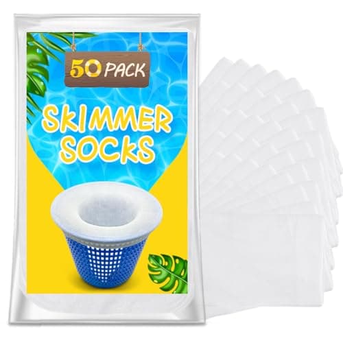 ROMIVO Lot de 50 chaussettes de filtre de piscine pour écumoire, filtre enterré ou hors sol, panier de doublure de tamis à mailles ultra fines, économiseur d'écume, débris...