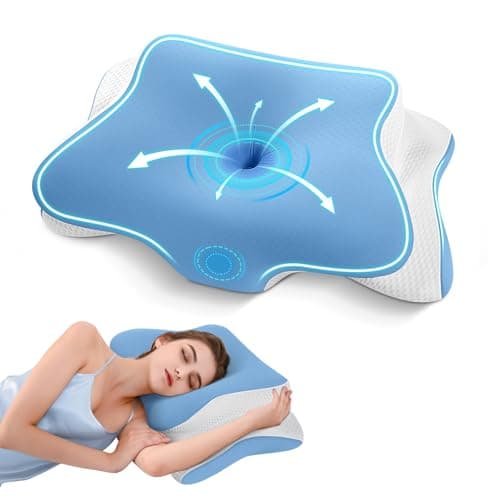JINXIA Oreiller cervical pour dormir, oreillers en mousse à mémoire de forme inodore et housse en soie douce, oreiller orthopédique ergonomique pour le côté arrière du ventre...