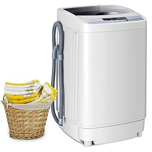 COSTWAY Portable Washing Machine, 12 Lbs Capacity Full-automatic Washer with 10 Wash Programs, LED Display, 8 Water Levels, Compact Laundry Washer...