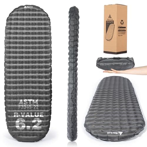 HIKENTURE Sleeping Pad, 6.2 R-Value Insulated Camping Mat with Pump Sack, Ultralight Inflatable Sleeping Mat, Portable Self Inflating Sleeping Pad...