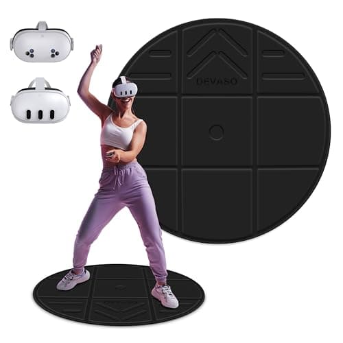 Tapis VR pliable DEVASO pour Meta Quest 3S, grand tapis rond anti-fatigue, tapis de sol antidérapant et confortable, accessoires de réalité virtuelle compatibles...
