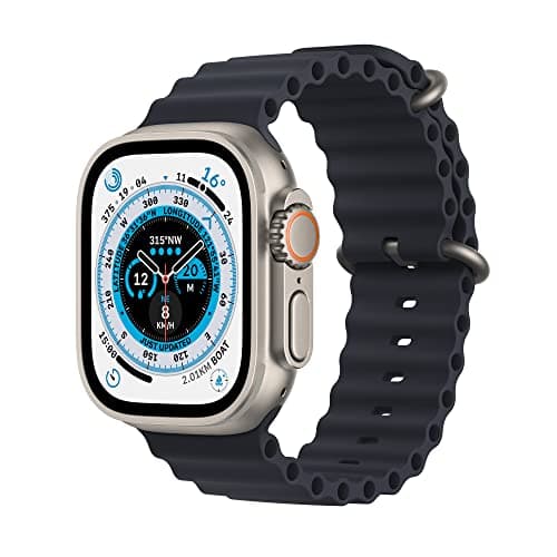 Apple Watch Ultra [GPS + Cellular 49 mm] Boîtier en titane avec bracelet Midnight Ocean, taille unique (renouvelé)