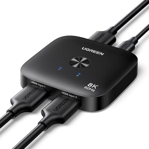 UGREEN HDMI 2.1 Switch 2 in 1 Out 8K@60Hz Ultra HD Supports 4K@240Hz 4K@120Hz VRR HDR10+ Dolby Atmos 48Gbps HDMI Switcher Compatible with...
