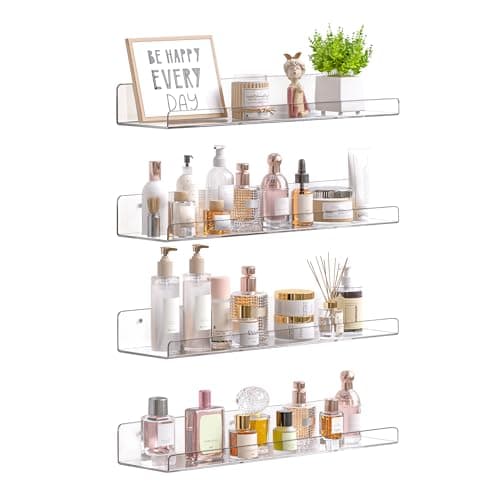 upsimples Étagères en acrylique transparent pour le rangement, étagères flottantes de 15" à fixation murale pour bibliothèque/rebord d'affichage pour enfants pour chambre à coucher, salon, salle de bain,...