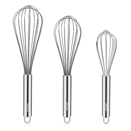 NileHome Stainless Steel Whisk Set 8" 10" 12" Kitchen Whisk Balloon Whisk Kitchen Wisk Wire Whisks for Cooking, Whisking, Blending, Beating,...