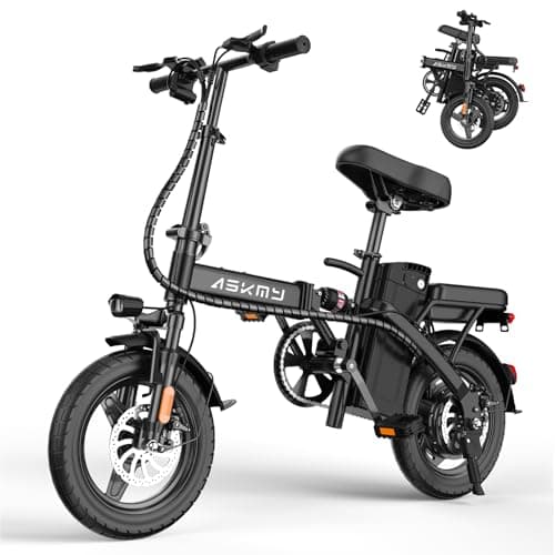 Askmy Foldable Electric Bike, 750W Peak Brushless Motor, 48V 10Ah Removable Battery, 20MPH, 15 Miles Range, UL2849 Certified E-Bike for Adults & Teens
