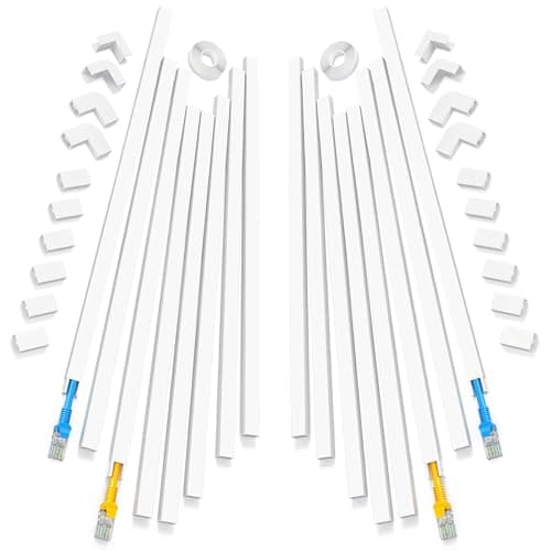 Yecaye 250" Cable Concealer, 16 Pack Cord Hider Wall Cable Management System, Paintable PVC Wire Cover Raceway Kit for a Power Cord, Ethernet...