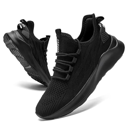 YRLTYO Men Walking Shoes Men Casual Breathable Running Shoes Tennis Gym Athletic Sport Shoes Ligthweight Slip Comfortable Sneakers Black Size 12