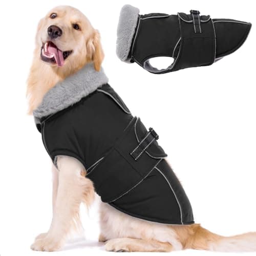 Lelepet Manteau chaud pour chien Gilet polaire réfléchissant pour chien Veste imperméable Coupe-vent Manteaux d'hiver par temps froid avec vestes à boucle réglable pour grandes...