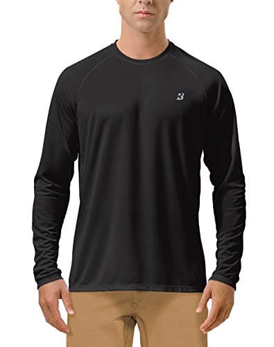 Roadbox Maillot de bain à manches longues pour homme avec protection solaire, UV UPF 50+, séchage rapide, protection contre les éruptions cutanées athlétiques pour sports nautiques, pêche, randonnée, entraînement, noir