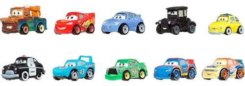 Mattel Disney et Pixar Cars Lot de 10 véhicules jouets, lot de 10 mini coureurs de personnages préférés du premier film Cars (les styles peuvent varier)