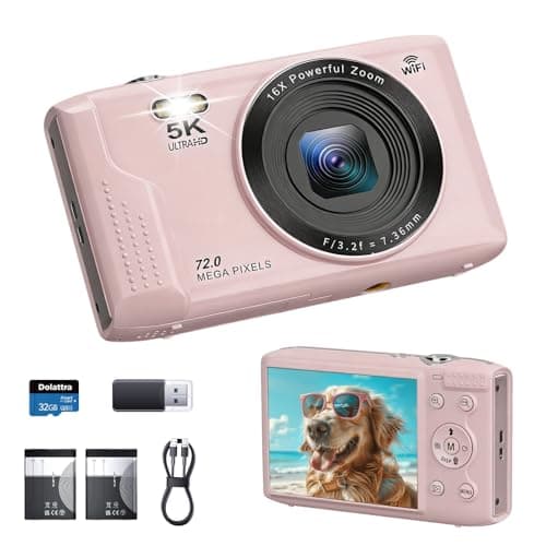 5K Digital Camera, Upgrade Autofocus 72MP Vlogging Camera Photo with 32G SD Card, 2.83'' Screen, 2 Batteries, 16X Zoom, WiFi Point and Shoot...