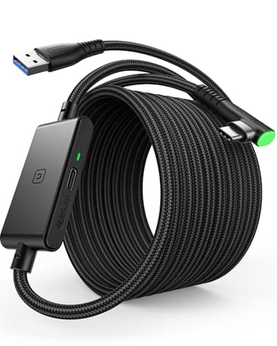INIU Câble de liaison de 4,9 m pour Meta Oculus Quest 2/3/Pro et PC VR Gaming – Câble USB 3.0 Type C avec port de charge séparé pour accessoires de casque VR