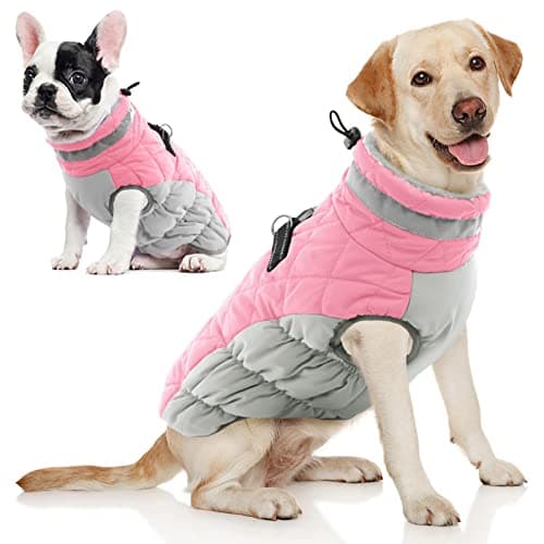 AOFITEE Dog Coat, Warm Dog Winter Coat for Small Dogs, Reflective Turtleneck Dogs Jacket with Harness Built in, Waterproof Windproof Pet Fleece...