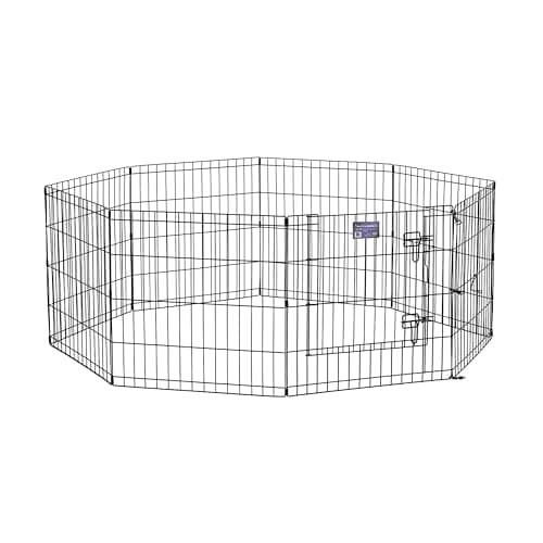 Parc d'exercice / parc pour animaux de compagnie pliable en métal MidWest, noir avec porte, 24 pouces de largeur x 24 pouces de hauteur, garantie du fabricant d'un an