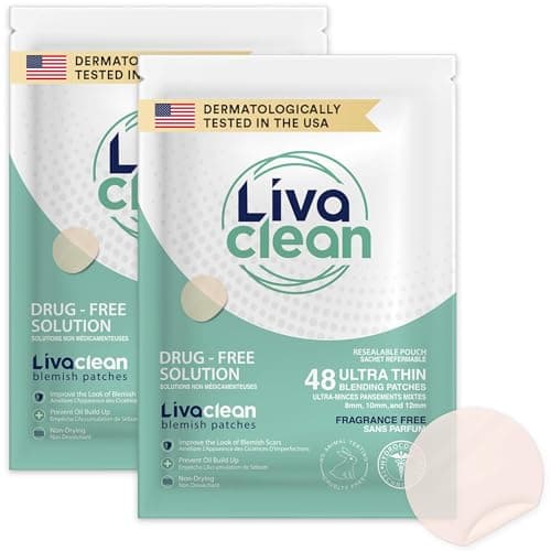 LivaClean 96 Count (2 Pack) Pimple Patches for Face – Hydrocolloid Acne Stickers in 3 Sizes (8mm, 10mm, 12mm) – Zit Dots, Spot Stickers, Cute...