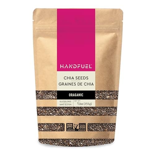 Handfuel 1 lb de graines de chia, 7 g de protéines, riches en nutriments, sans gluten et à base de plantes, graines de chia biologiques, fièrement fabriquées au Canada – 454 g