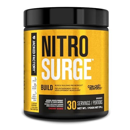 Nitrosurge Build Pre Workout - PreWorkout Powder w/Con-Cret Creatine HCL, Beta Alanine, & L-Citrulline for Increased Energy, Focus, & Muscle Growth...