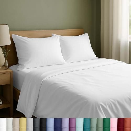 California Design Den Soft 100% Cotton Sheets King Size Bed Sheets Set with Deep Pockets, King Bedding Set for White Sheets, Cooling Sheets with...