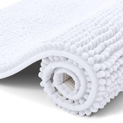 Kitinjoy Tapis de bain antidérapant en chenille, tapis de salle de bain extra doux, tapis de bain moelleux super absorbant pour salle de bain, tapis de bain à séchage rapide lavable en machine...