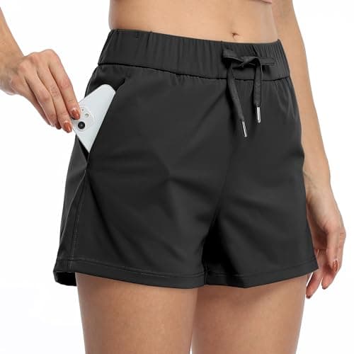 Willit Women's Athletic Running Shorts Yoga Lounge Active Hiking Shorts Comfy Lightweight with Pockets 2.5" Black S