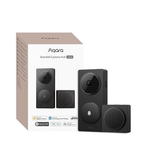 Caméra de sonnette intelligente Aqara G410 avec carillon, 2K, vidéo sécurisée HomeKit, audio bidirectionnel, Matter Hub intégré, sans fil/filaire, prend en charge Apple Home,...