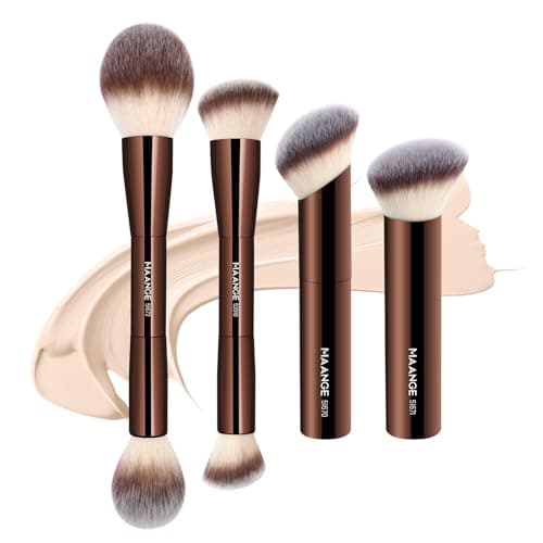 MAANGE 4 PCS Ensemble de Pinceaux de Maquillage, Pinceau Kabuki à Double Extrémité Pinceau Contour pour Poudre Liquide Conceale Mélange Blush Buff...