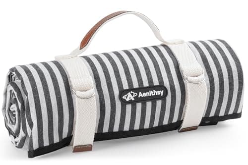 Aenithsy Couverture de pique-nique imperméable, tapis de pique-nique 59"x79" avec poignée de transport, couverture de plage pliable et lavable pour activités de plein air, parc, camping,...