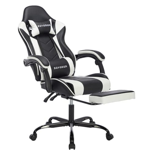 Gamer Chair Pu Leather Computer Desk Chair, Ergonomic Gaming Chair with Footrest and Massage Video Game Chairs, Adjustable High Back Office Chair...