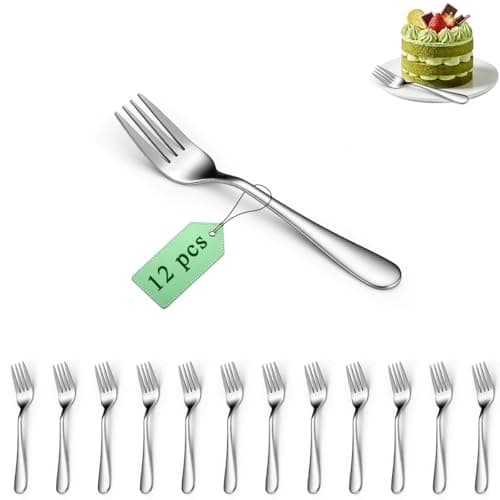Lot de 12 fourchettes à gâteau Berglander en acier inoxydable, fourchette à dessert de 14 cm pour cocktail, dessert, gâteau, thé, fruits, fromage, apéritif, petites fourchettes pour...