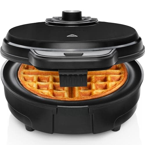 Chefman Anti-Overflow Belgian Waffle Maker w/ Shade Selector, Temperature Control, Mess Free Moat, Round Iron w/ Nonstick Plates & Cool Touch...