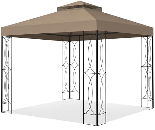 8'x8' Khaki Double Tier Replacement Cover Compatible with Crawford 8x8 Gazebo L-GZ385PST,A101003000#088-1067-8 with SPF30+,Waterproof