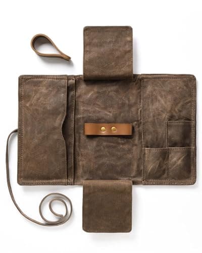 BS-VOG Pochette à tabac en toile cirée pour 2 pipes, pochette à pipe à tabac avec support pliable, étui à fumer, organisateur de rangement d'accessoires pour...