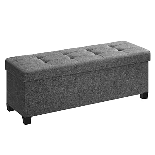 SONGMICS Banc Ottoman de Rangement, Repose Pieds Pliable avec Pieds, 38 x 110 x 40 cm, Banc de Bout de Lit, Coffre de Rangement, Charge jusqu'à 300 kg, pour Salon...