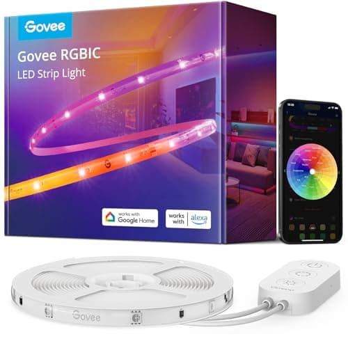 Bande lumineuse LED Govee RGBIC Pro, bandes LED intelligentes à changement de couleur de 16,4 pieds, fonctionne avec Alexa et Google, bricolage segmenté, synchronisation de la musique, WiFi et application...