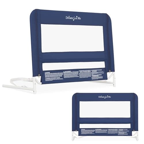 Dream On Me Lightweight Mesh Security Adjustable Bed Rail with Breathable Mesh Fabric in Navy