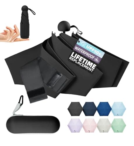 Mini parapluie de voyage compact lilas pour la pluie, léger, protection solaire UV UPF50+, portable, petit format de poche, utilisation facile pour femmes, hommes et enfants