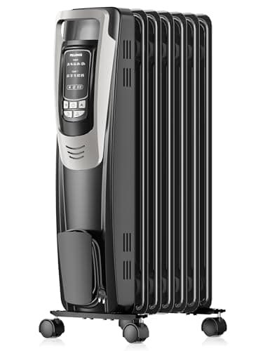 PELONIS Radiator Heater for Indoor use Large Room with Remote, Thermostat & LED Display, Quiet Oil Filled Heater with 5 Temperature Settings,...