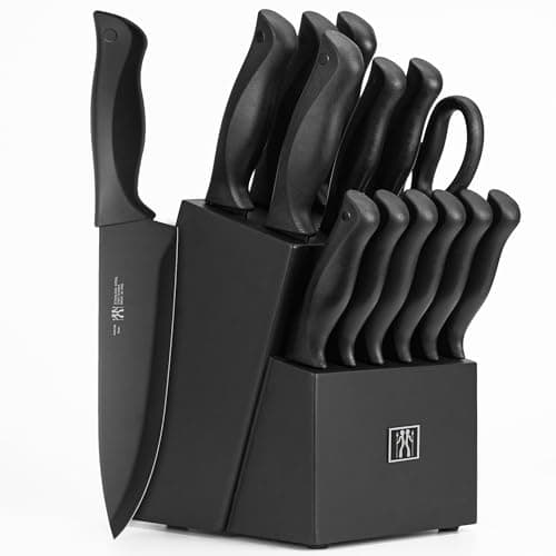 Prix ​​inférieur à la moyenne | Ensemble de couteaux HUNTER.DUAL, ensemble de couteaux de cuisine lavable au lave-vaisselle avec bloc, couteau de cuisine noir 15 pièces...