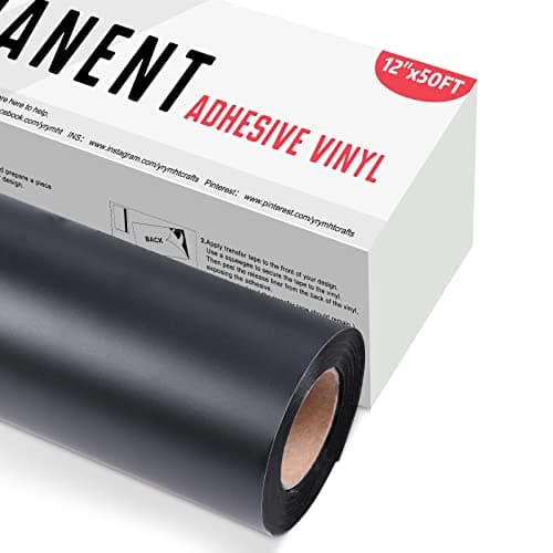 Rouleau de vinyle adhésif permanent noir YRYM HT – Rouleaux de vinyle adhésif 30,5 x 15,2 m – Feuilles de vinyle noir pour découpeurs Cricut, Silhouette et Cameo