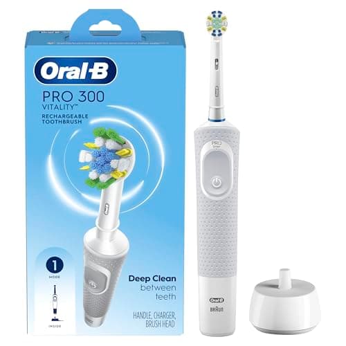 Oral-B Pro 300 Floss Action Vitality Electric Toothbrush with (1) Brush Head, Rechargeable, White