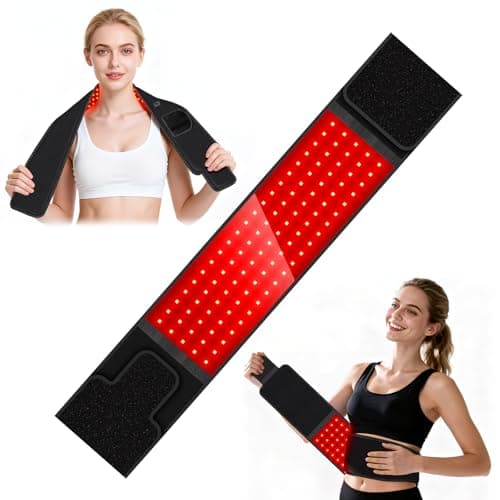 Ceinture de thérapie par la lumière rouge pour le corps, enveloppement de thérapie par la lumière proche infrarouge 660 nm et 850 nm avec chauffage et impulsion, appareil de thérapie par la lumière rouge pour le dos, les épaules,...