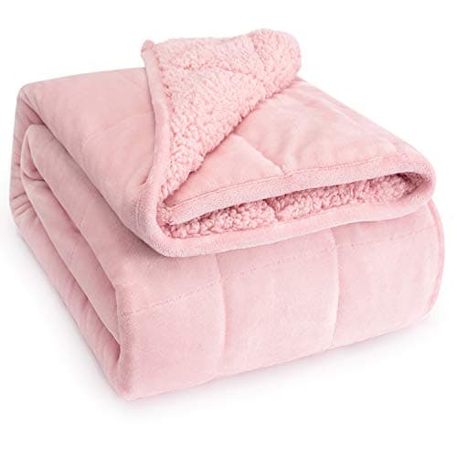 Wemore Sherpa Fleece Weighted Blanket for Adult, 15 lbs Dual Sided Cozy Fluffy Heavy Blanket, Ultra Fuzzy Throw Blanket with Soft Plush Flannel...
