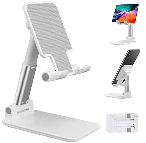 NOZEWOWA Foldable Cell Phone Stand for Desk,Height Angle Adjustable Phone Holder,Portable Desktop Cellphone Stand Holder Compatible with iPhone 16...