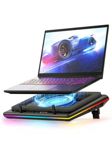 Tapis de refroidissement pour ordinateur portable llano V12 RGB avec puissant radiateur de refroidissement de jeu Turbofan avec vitesse infiniment variable, contrôle tactile, écran LCD, 3 ports...