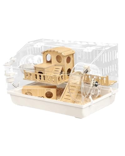 All-in-One Acrylic Hamster Cage: 2-Layer, Clear Panels, Top-Opening, Full Accessories for Mice, Dwarf Hamsters & Gerbils – 18.5"x11.8"x11.8"