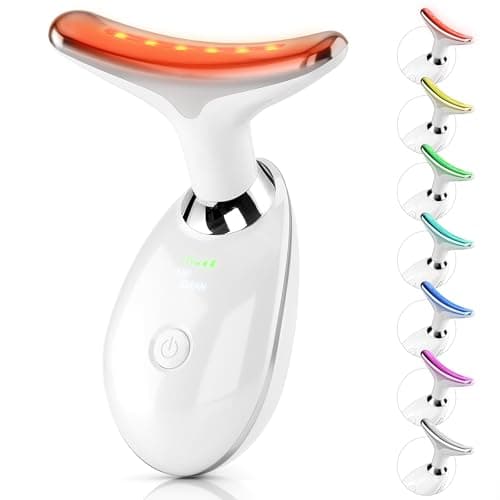 Red Light Therapy Device, 7 Color Skin Care Neck and Face Massager, Portable Facial Massager for Skin Lifting & Tightening