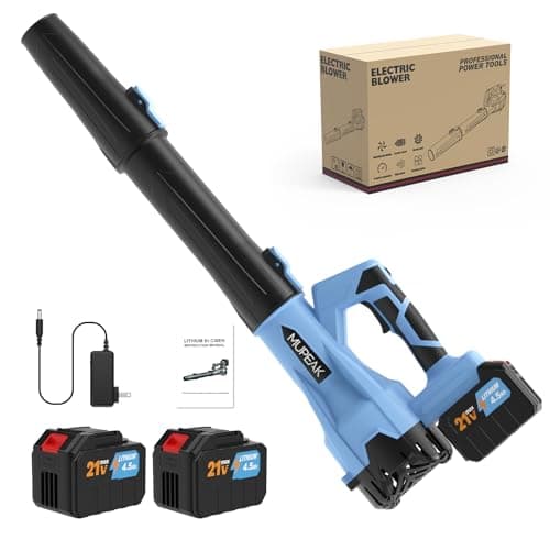 MUPEAK Brushless Leaf Blower Cordless, 580CFM/280MPH, Lightweight Cordless Leaf Blower with 2 Batteries, 6 Adjustable Modes Leaf Blower, 21V 4.5Ah...