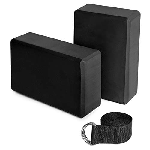 Tomshin 2 blocs de yoga EVA, 1 sangle de yoga en coton, blocs de stabilité, ensemble de sangles pour yoga, Pilates, méditation