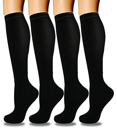CTHH 4 Pairs Graduated Copper Compression Socks for Women & Men Circulation 15-20 mmHg - Best Support for Nurses, Running